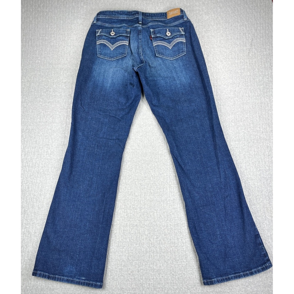 Levi's 529 Curvy BootCut Jeans Women 12/31X33 Blue Dark Wash Flap Pocket Stretch